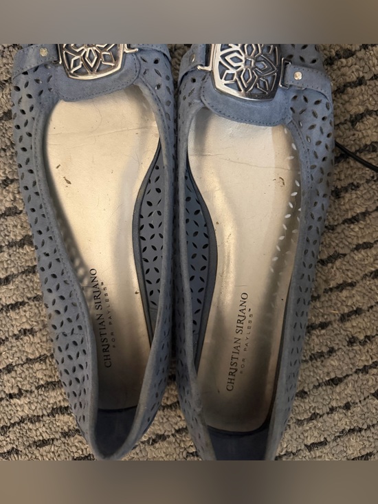 Christian Siriano Shoes - Christian Siriano Light Blue Perforated Suede Loafers
